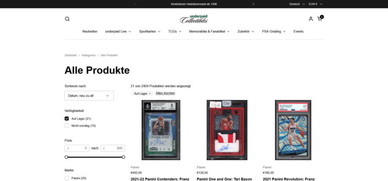 Basketball Einzelkarten kaufen bei underpaid collectibles
